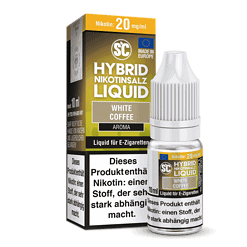 Hochwertiges E-Zigaretten Liquid im 10 ml Fläschchen, Geschmack White Coffee, nikotinhaltig mit 20 mg/ml, für angenehmen Kaffee-Geschmack beim Dampfen.