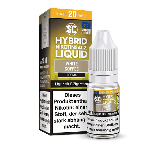Hochwertiges E-Zigaretten Liquid im 10 ml Fläschchen, Geschmack White Coffee, nikotinhaltig mit 20 mg/ml, für angenehmen Kaffee-Geschmack beim Dampfen.