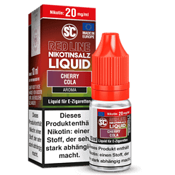 Nikotin-Liquid Cherry Cola, 10 ml, für E-Zigaretten, mit Nikotingehalt von 20 mg/ml, aromatisiertes Liquid, hergestellt in Europa, für Dampfer, mit rotem Tropferverschluss, praktische Einzellösung.