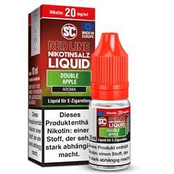 Red Line Nikotinsalz Liquid Double Apple, E-Zigaretten-Aroma, 10ml Flasche, in rotem Packungsdesign, für Dampfer, mit Nikotingehalt, geeignet für E-Zigaretten.