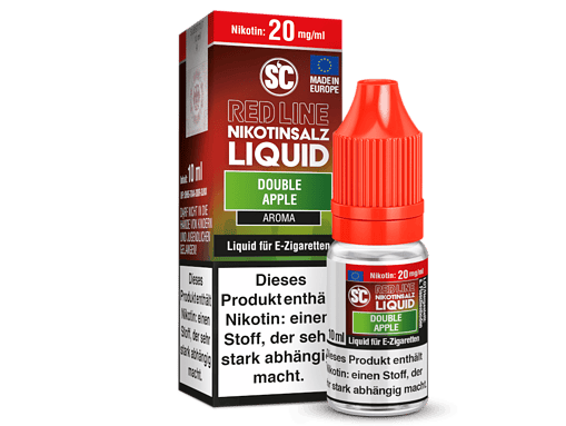 Red Line Nikotinsalz Liquid Double Apple, E-Zigaretten-Aroma, 10ml Flasche, in rotem Packungsdesign, für Dampfer, mit Nikotingehalt, geeignet für E-Zigaretten.