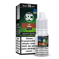 Aromatisiertes Liquid für E-Zigaretten, Nikotin 18 mg/ml, in Flasche und Verpackung, MADE IN EUROPE, af Tabak Geschmack.