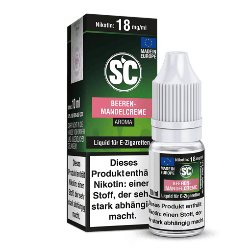 Fruchtige Beerenmandel-Aroma E-Zigaretten-Liquid, 10 ml Flasche, ideal für Dampfer. Hochwertiger Nikotingehalt 18 mg/ml, MADE IN EUROPE. Perfekt für e-Zigaretten und Vape-Liebhaber. Attraktives Design.