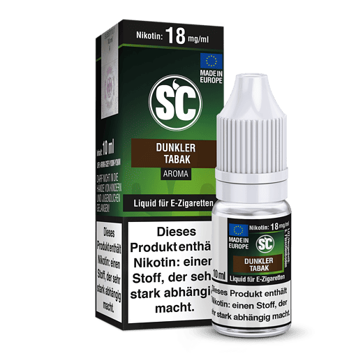 Dunkler Tabak E-Zigaretten Liquid, 10ml, Nikotingehalt 18 mg/ml, in Deutschland hergestellt, Geschmack: dunkler Tabak, für E-Zigaretten, rauchfrei, Aromastoffe, Nikotinsalz.