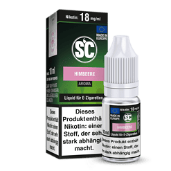Himbeere E-Zigaretten Liquid in Flaschenform, 10 ml, nikotinfrei, aromatischer Himbeergeschmack, Made in Europe.