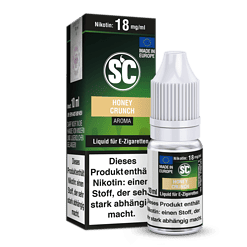 Sehr aromatischer E-Zigaretten-Liquid mit Honig-Crunch Geschmack, 10 ml Flasche, enthält 18 mg/ml Nikotin, in Deutschland hergestellt, perfekt für Vape-Liebhaber.