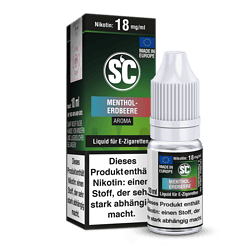 18 mg/ml Nikotin E-Zigaretten Liquid Menthol Erdbeere Flasche, 10 ml, Made in Europe.