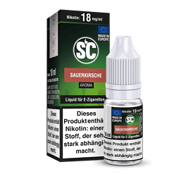 Nikotinsaft in 10ml Flasche, Sauerkirsch Aroma, für E-Zigaretten, made in Europe, nikotingehalt 18 mg/ml, stark abhängig machend, Liquid, bequemde Handhabung, hochwertiges Produkt.
