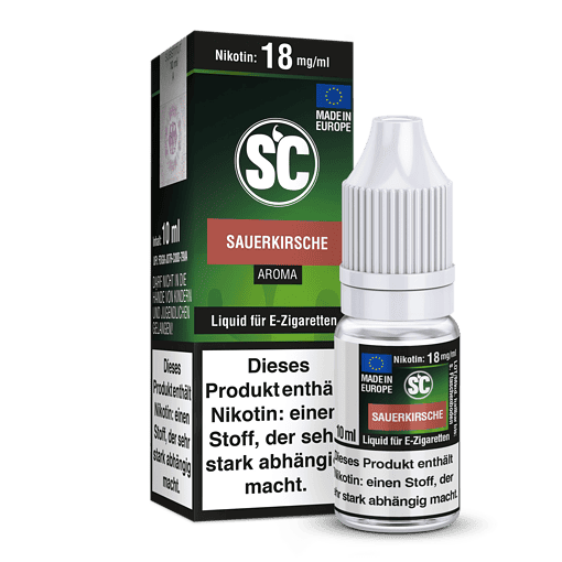 Nikotinsaft in 10ml Flasche, Sauerkirsch Aroma, für E-Zigaretten, made in Europe, nikotingehalt 18 mg/ml, stark abhängig machend, Liquid, bequemde Handhabung, hochwertiges Produkt.