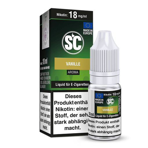 Aromatisierte E-Zigaretten Liquids Vanille Geschmack, Nikotingehalt 18 mg/ml, 10 ml Flasche, Made in Europe.