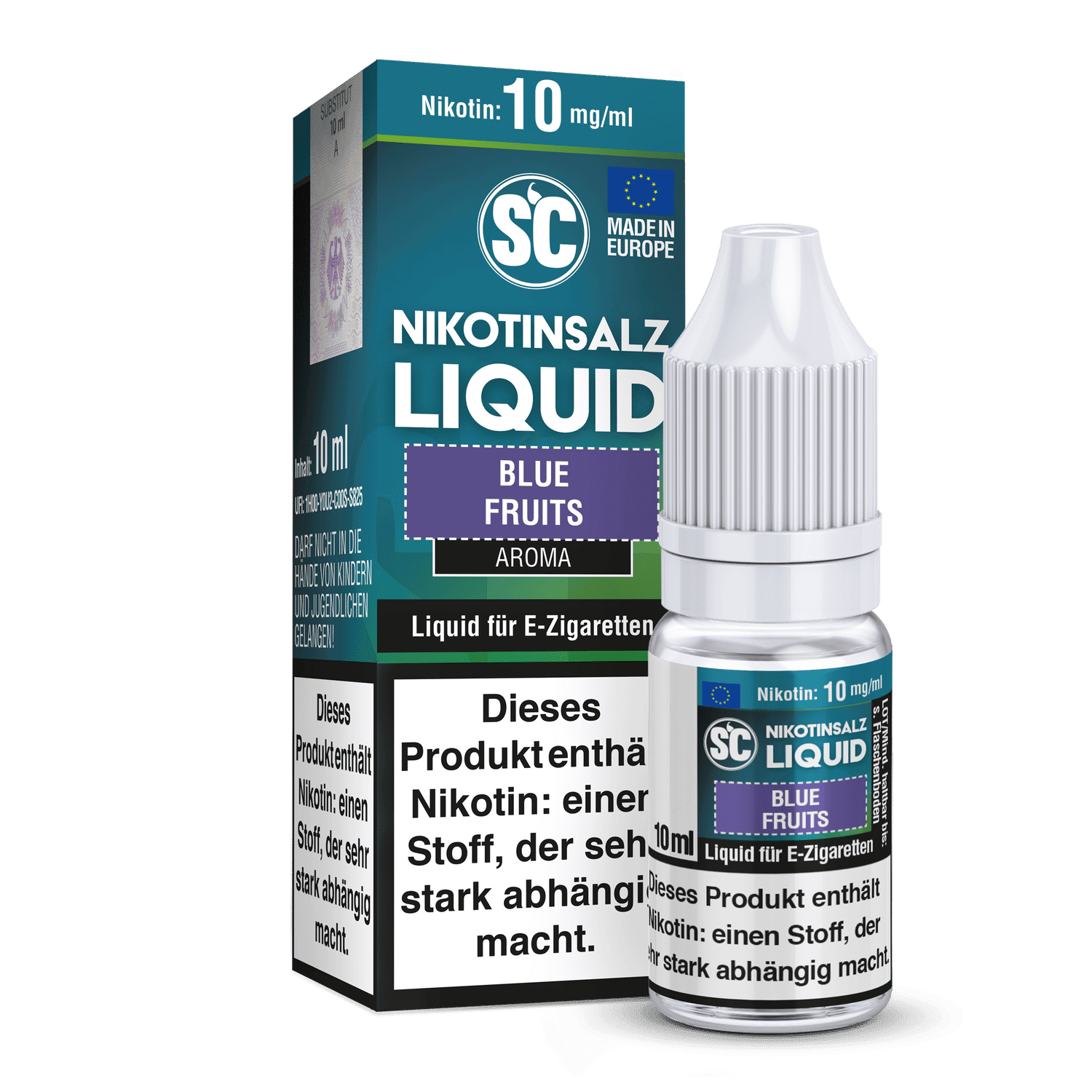 SC - Blue Fruits - Nikotinsalz Liquid 1 2. Hochwertiges Liquid für E-Zigaretten mit blauer Fruchtaroma, Nikotingehalt 10 mg/ml, ideal für Dampfer.