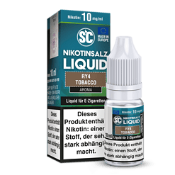 Nikotinliquid mit 10 mg/ml Nikotin, geeignet für E-Zigaretten, in aroma Tobacco, Verpackung im Dreieckskarton, genauer Produktbeschreibung auf der Verpackung, für Dampfer, Rauchalternativen, Liquid für E-Zigaretten.