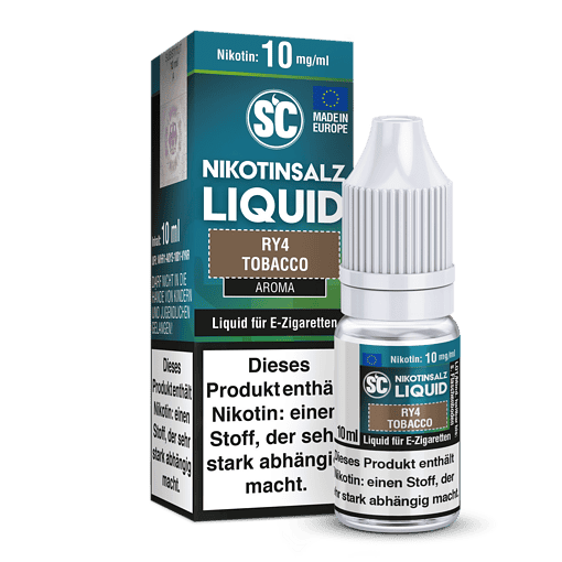 Nikotinliquid mit 10 mg/ml Nikotin, geeignet für E-Zigaretten, in aroma Tobacco, Verpackung im Dreieckskarton, genauer Produktbeschreibung auf der Verpackung, für Dampfer, Rauchalternativen, Liquid für E-Zigaretten.