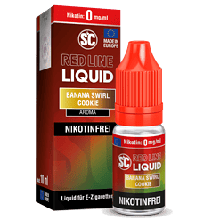 Red Line Liquid Banane Swirl Cookie ohne Nikotin, E-Zigaretten Liquid, 10ml Flasche, nikotinfrei, aromatisch, Süßigkeit, Cookie Geschmack, für E-Zigaretten, Dampfen, CBD, Vape, E-Liquid.