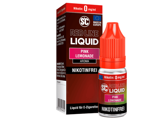 Aromatisiertes E-Liquid "Pink Lemonade" ohne Nikotin im Fläschchen und Verpackung, ideal für E-Zigaretten, frischer Geschmack, alkoholfrei, Made in Europe.
