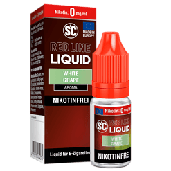 SC RED LINE LIQUID White Grape E-Zigarettenliquid, nikotinfrei, 10ml Flasche, aromatisches Vape-Produkt, ohne Nikotin, Geschmack: Weiße Traube, ideal für E-Zigaretten, Made in Europe, schön gestaltete Verpackung.