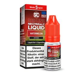 Süßer Wassermelonen-Aroma für e-Zigaretten in 10 ml Flasche, nikotinfrei oder mit 5 mg/ml Nikotin, ideal zum Selbsmischen.