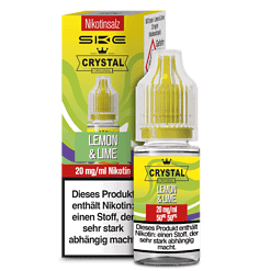 Nikotinsalz krystal lemon lime e-zigaretten liquid, 20 mg/ml Nikotin, 10 ml Flasche, frischer Zitronen-Limetten-Geschmack, für E-Zigaretten, starkes Nikotin, für Dampfer geeignet.