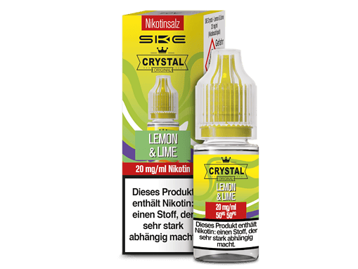 Nikotinsalz krystal lemon lime e-zigaretten liquid, 20 mg/ml Nikotin, 10 ml Flasche, frischer Zitronen-Limetten-Geschmack, für E-Zigaretten, starkes Nikotin, für Dampfer geeignet.