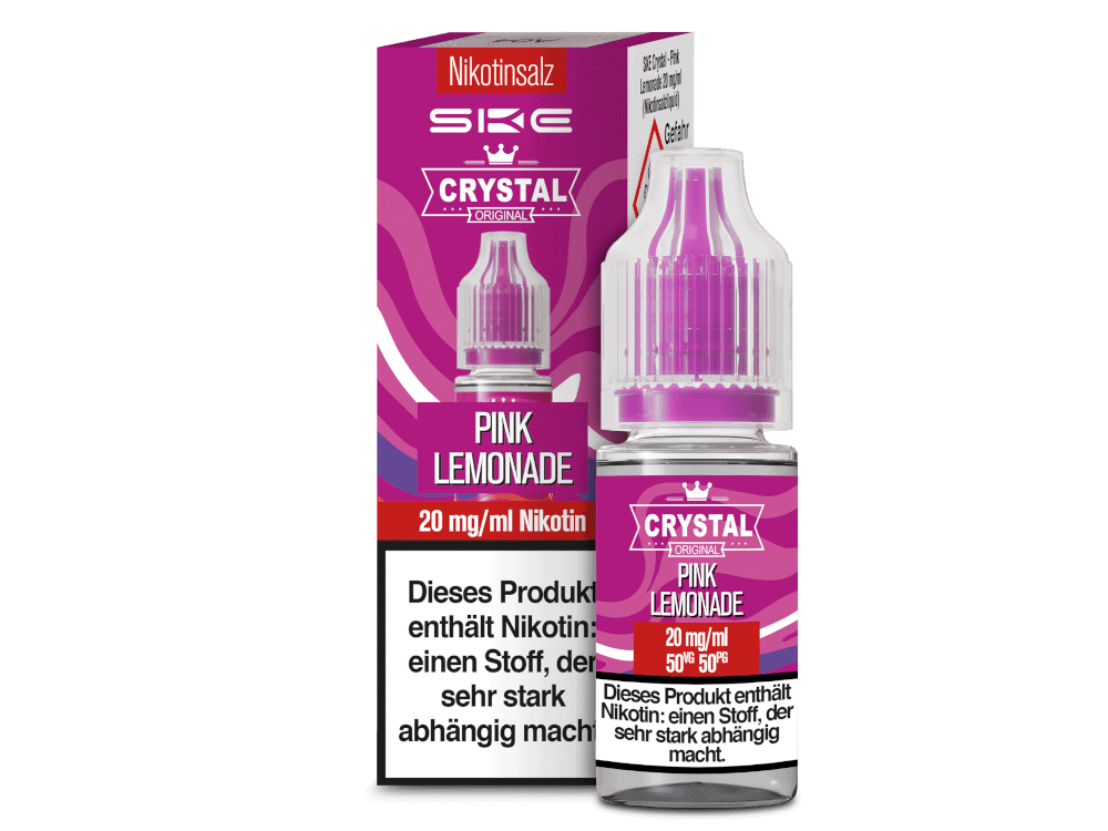 SKE Crystal Pink Lemonade Nikotinsalz Liquid 1 20 mg/ml Nikotin, Pink Lemonade E-Liquid für Vaporizer, Aroma für E-Zigaretten, Liquids, passend für E-Smoker.
