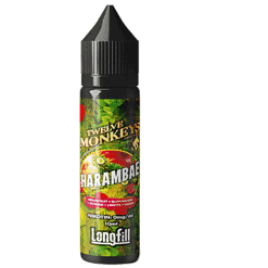 Flasche mit THC-Liquid für E-Zigaretten, Twleve Monkeys Harambe mit Fruchtgeschmack, 10ml, nikotinfrei, Longfill Flasche, lebendiges Etikett, E-Liquid für Dampfer.
