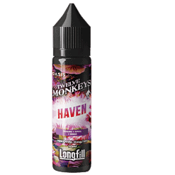 Aromenflasche für E-Zigaretten mit Geschmack "Haven" aus der Twelve Monkeys Oasis Reihe, fruchtig mit Traube, Apfel und Birne, 10ml, nikotinfrei, ideal für Dampfer, modernes Design, langlebig und hochwertig.