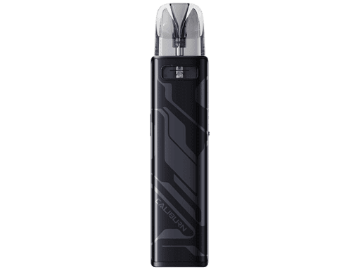 Vape-Gerät mit Schwarz-Grau-Design und transparentem Mundstück, tragbar und einfach zu bedienen. Perfekt für Einsteiger und erfahrene Dampfer. Mit Sicherheitsfunktion und langlebigem Akku.