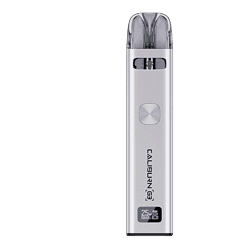 Leere Vape Pen mit Kaliburn G3 Logo, 2.5ml Kapazität, modernes Design, ideal für Vape-Einsteiger, langlebig und einfach zu verwenden, in Silber.