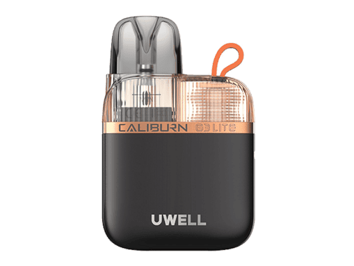 Luftbefeuchter Uwell Caliburn G3 Lite, tragbares E-Zigaretten-Gerät, kompakt und stylisch in Schwarz und Roségold, ideal für unterwegs, einfache Bedienung, moderne Technologie, für Dampfer.