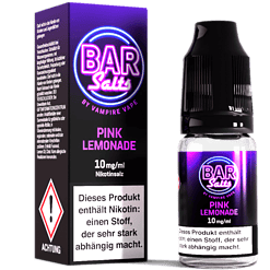 Vampire Vape BAR Salts Pink Lemonade E-Liquid Flasche und Verpackung, 10 mg/ml Nikotinsalz, für E-Zigaretten, intensiver Geschmack, geeignet für Dampfer, hochwertiges Vapes Zubehör.