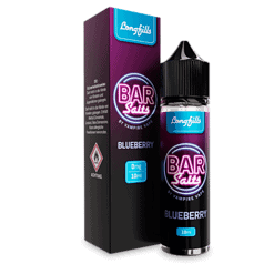 Longfill E-Liquid Blueberry für Vape, 10ml Flasche mit pink-rot Neon-Design, auf schwarzem Hintergrund.