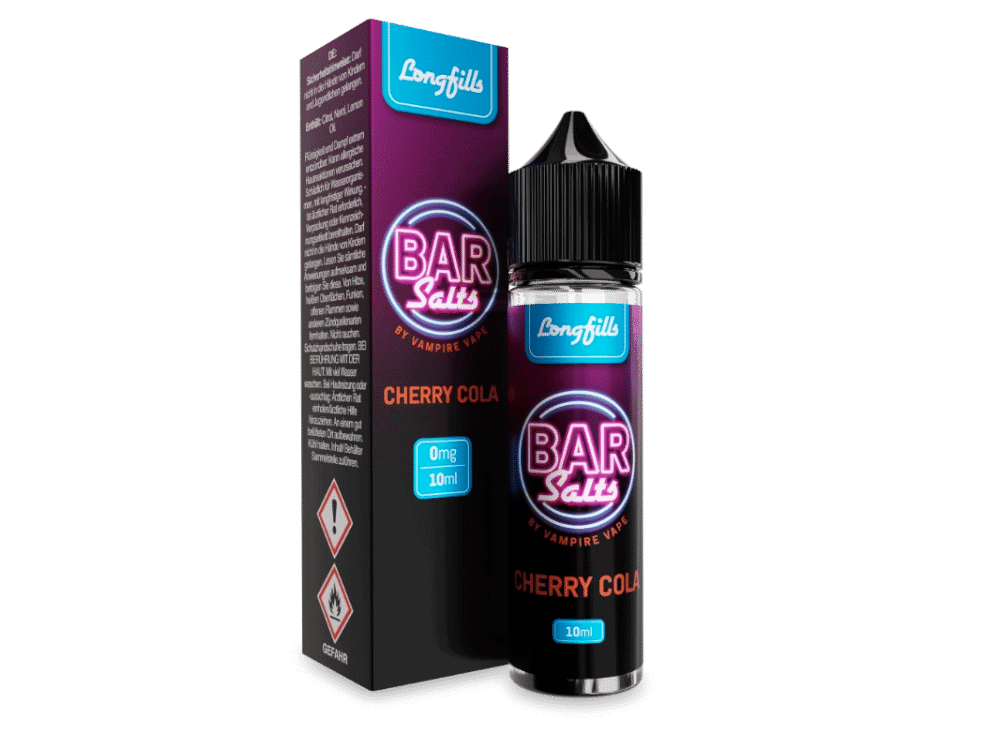Vampire Vape Bar Salts Cherry Cola 10 ml 1 Longfill Vampire Vape Cherry Cola E-Liquid, 10ml Flasche, in ansprechender Verpackung.