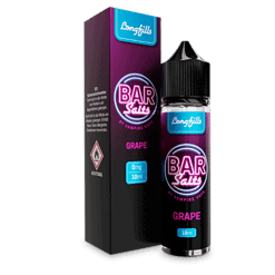 Longfill Vape Liquid Flasche mit Trauben-Geschmack, 10 ml, Neon-Design, für E-Zigaretten, nicotinefrei und aromatisiert, auf der Verpackung von LETZ Go.