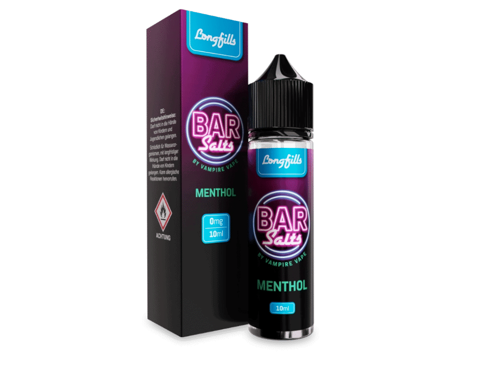 Vampire Vape Bar Salts Menthol 10 ml 1 Longfill Longfill BAR Salt Menthol, 10ml, mit neonblauer Verpackung, für Vape-Liebhaber, kühlender Menthol-Geschmack, nikotinfrei, ideal für Dampfer, langlebige Geschmacksentwicklung, hochwertiges Vape-Produkt.
