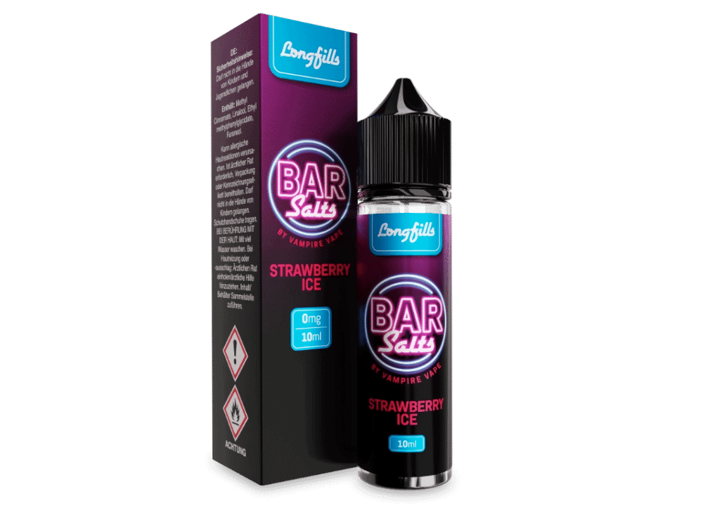 Vampire Vape Bar Salts Strawberry Ice 10 ml 1 Fruchtiger E-Liquid Vape mit Erdbeer- und Eisgeschmack, 10ml Flasche, 0mg Nikotin. Perfekt für Strawberry Ice Fans, hochwertiges Longfill-Produkt von Vampire Vape.