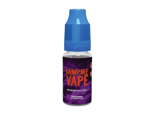Vampire Vape Heisenberg Cola E-Liquid in 10ml Flasche, ideal für Dampfer, mit historischem kolastischem Design und einem erfrischenden Cola-Geschmack, niedriger Nikotingehalt.