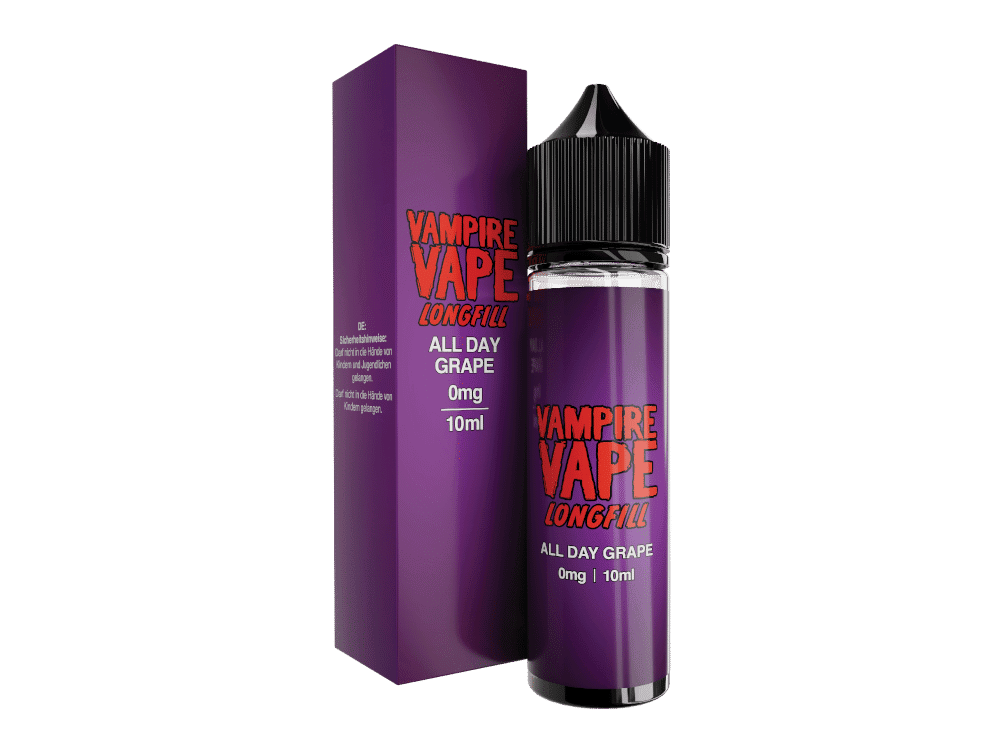Vampire Vape - Aroma All Day Grape 10 ml 1 Vampire Vape Longfill All Day Grape, 10 ml, Vape Liquid in Purple Flasche mit schwarzem Cap.