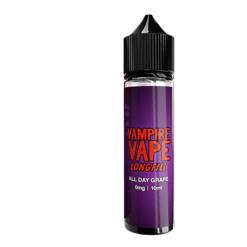 Vampire Vape - Aroma All Day Grape 10 ml 3 Vampire Vape Longfill Liquid All Day Grape 10ml, vegetarischer E-Liquid für Vaping, fruchtiger Trauben Geschmack, 0mg Nikotinstärke, perfekt für Dampfer.