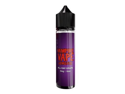 Vampire Vape Longfill Liquid All Day Grape 10ml, vegetarischer E-Liquid für Vaping, fruchtiger Trauben Geschmack, 0mg Nikotinstärke, perfekt für Dampfer.
