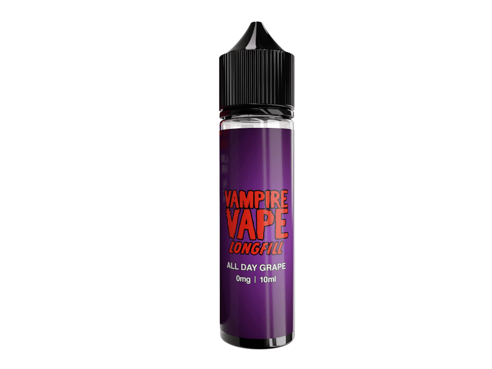 Vampire Vape - Aroma All Day Grape 10 ml 2 Vampire Vape Longfill Liquid All Day Grape 10ml, vegetarischer E-Liquid für Vaping, fruchtiger Trauben Geschmack, 0mg Nikotinstärke, perfekt für Dampfer.