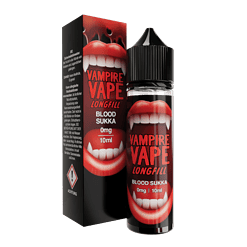 Heißer roter Lippenstift und VAPE Longfill Flasche Vampir VAPE Blood Sukka.
