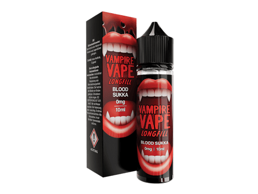 Heißer roter Lippenstift und VAPE Longfill Flasche Vampir VAPE Blood Sukka.