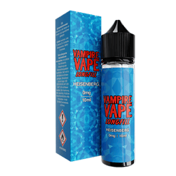 Vampire Vape Longfill Heisenberg E-Liquid 10ml, blauer Schachtel, nikotinfrei, für E-Zigaretten geeignet.