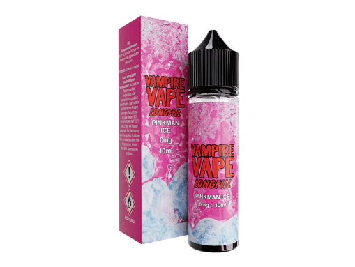 Vampire Vape Longfill Pinkman Ice 0mg, 10ml, pinke Verpackung mit E-Liquid Flasche, langlebiger Geschmack.