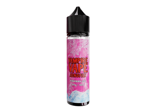 Vampire Vape Longfill Pinkman Ice E-Liquid Flasche mit 10ml, Aroma für E-Zigaretten, kühlender Eisgeschmack, 0mg Nikotin, ideal für Dampfer, pinkes Design, erhältlich bei LETZ Go.