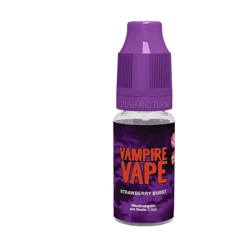 Vampire Vape Strawberry Burst E-Liquid in Flasche mit lila Kindersicherung und handlichem Design für Dampfer, besten Geschmack und intensiven Abschluss.