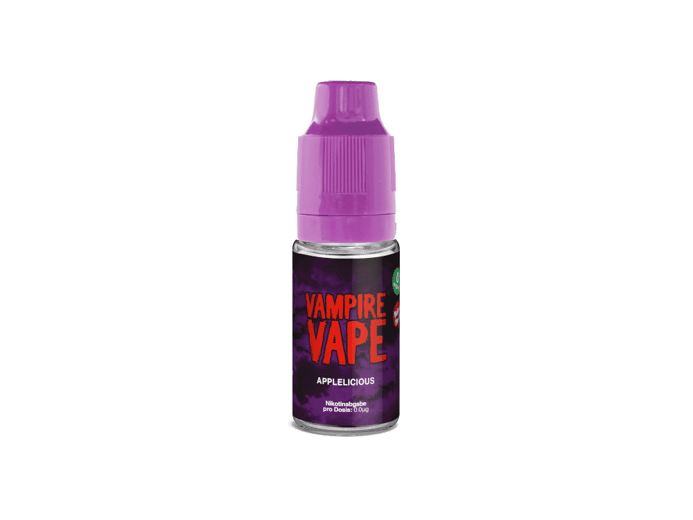 Vampire Vape - Applelicious E-Zigaretten Liquid 1 Vampire Vape E-Liquid Flasche in Lila mit Apfel-Geschmack, nikotinfrei, 10ml, ideal für E-Zigaretten, vaping, E-Liquid, Geschmacksaromen, Liquid, Dampfen, E-Shisha, Vaporizer.