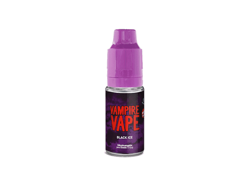 Vampire Vape Black Ice E-Liquid in Flasche, gefüllt mit dunkler liquid, perfekt für Dampfer, intensiver Geschmack, geeignet für E-Zigaretten, aromatischer Menthol-Mix.