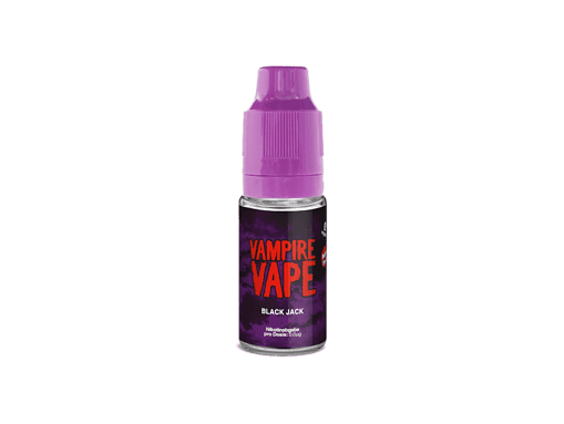 Vampire Vape Black Jack E-Liquid in kleinen Fläschchen, Aromen für E-Zigaretten, mit fruchtigem Schwarzlikörgeschmack.