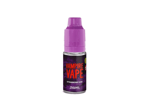 Vampire Vape E-Liquid Flasche in Lila mit Geschmack Strawberry Kiwi, bequem für E-Zigaretten, Dosierung 0,0 mg Nikotin, hochwertige Liquids für Dampfer.